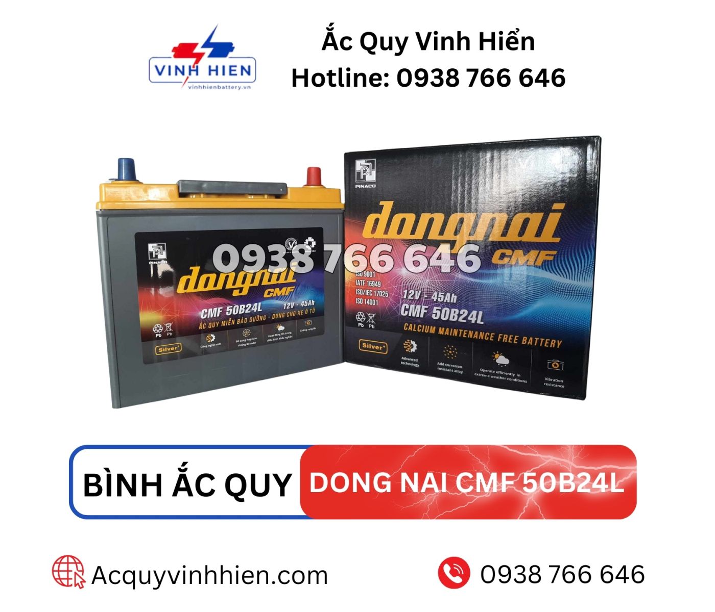 Ac quy Dong Nai CMF 50B24L phu hop voi dong xe nao 
