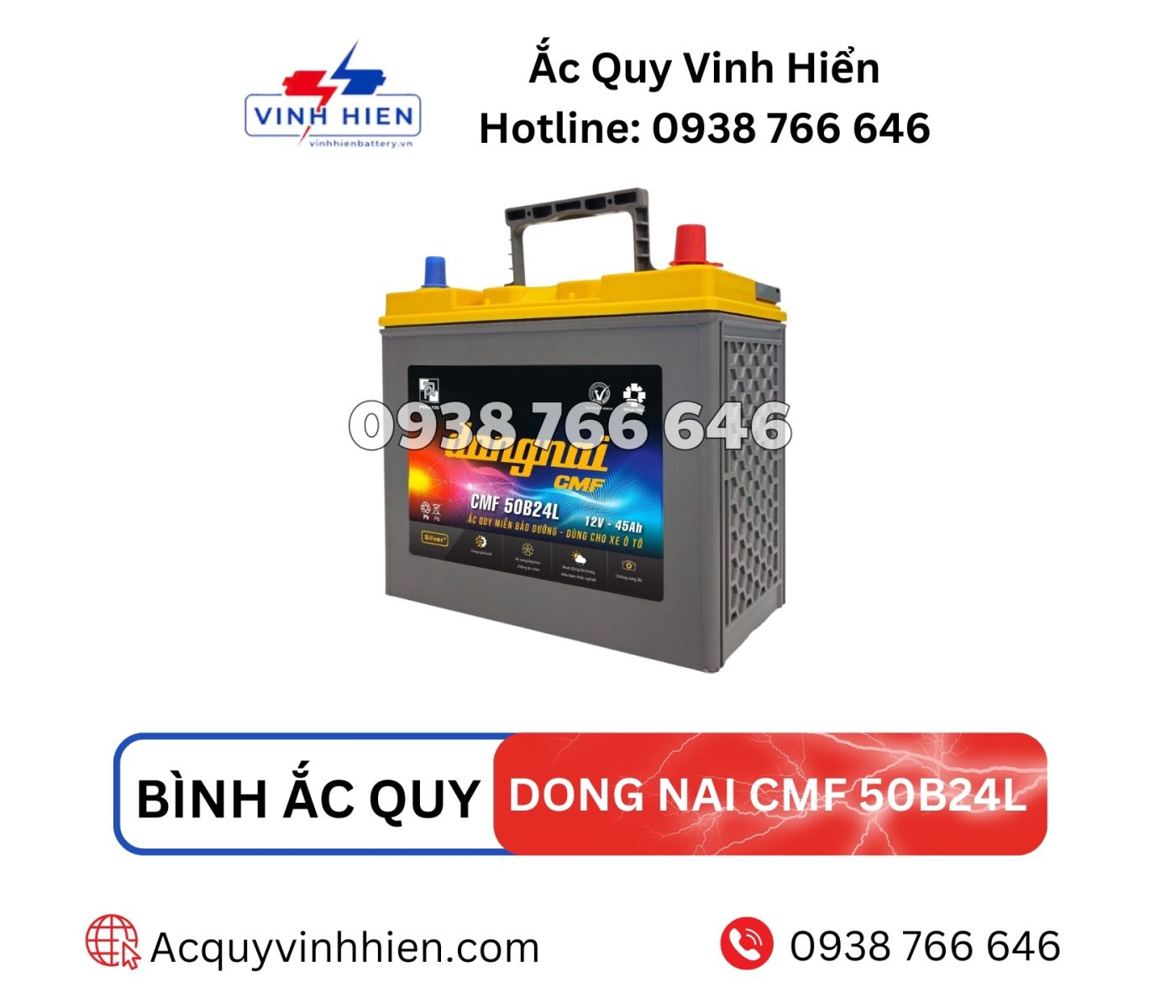 Mua ac quy Dong Nai CMF 50B24L uy tin chinh hang o dau 