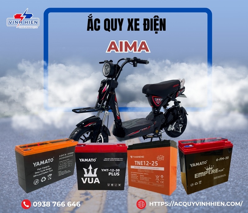 Ắc quy xe điện Aima nhập khẩu CHÍNH HÃNG giá hợp lý