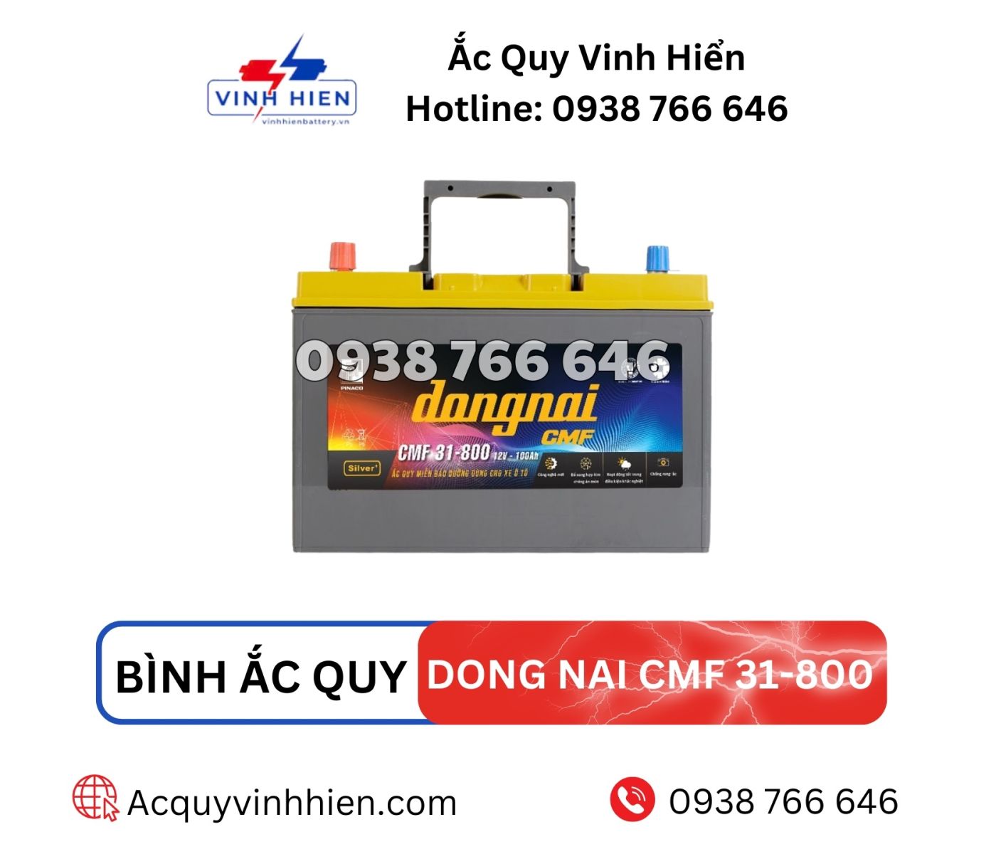 Binh ac quy Dong Nai CMF 31 800 tuong thich voi dong xe nao 