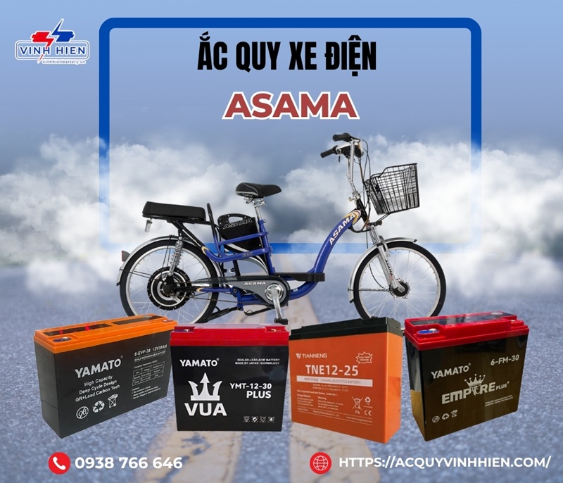 Ắc quy xe điện Asama cao cấp bền bỉ bảo hành UY TÍN