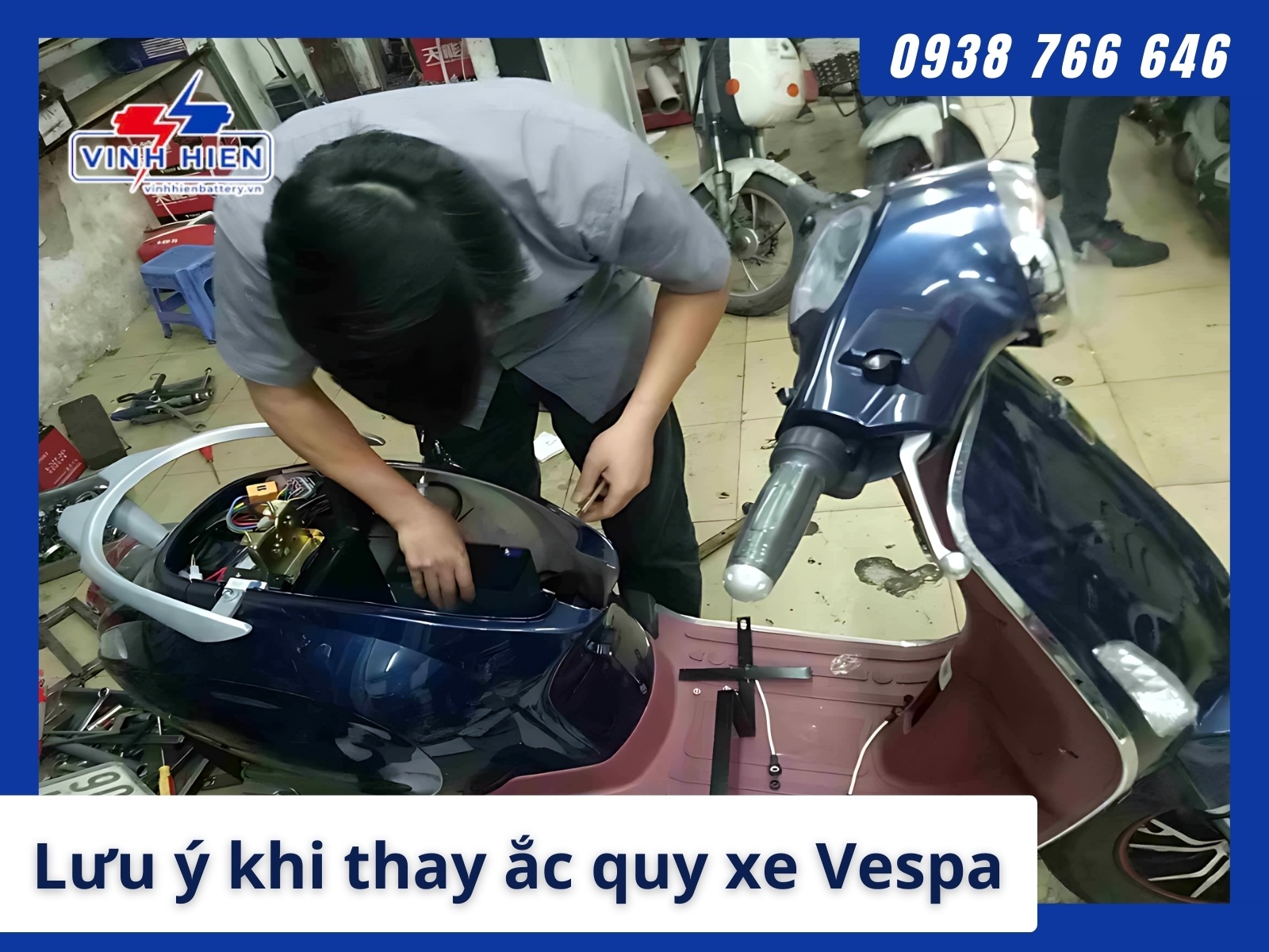 Luu y khi thay ac quy cho xe dien Vespa