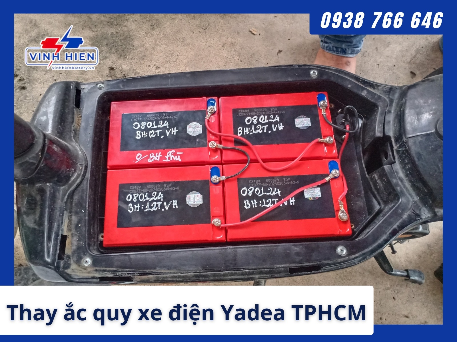 Thay ac quy xe dien Yadea nhanh chong gia re tai TPHCM